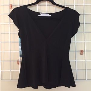 Deep V Peplum Top
